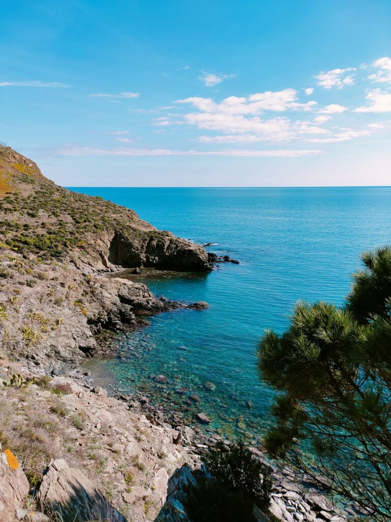 Panorama de la petite anse sauvage près de Valenti dans la baie de Paulilles, escale fétiche pour les grillades et le bain lors d'une sortie bateau à la journée à Canet